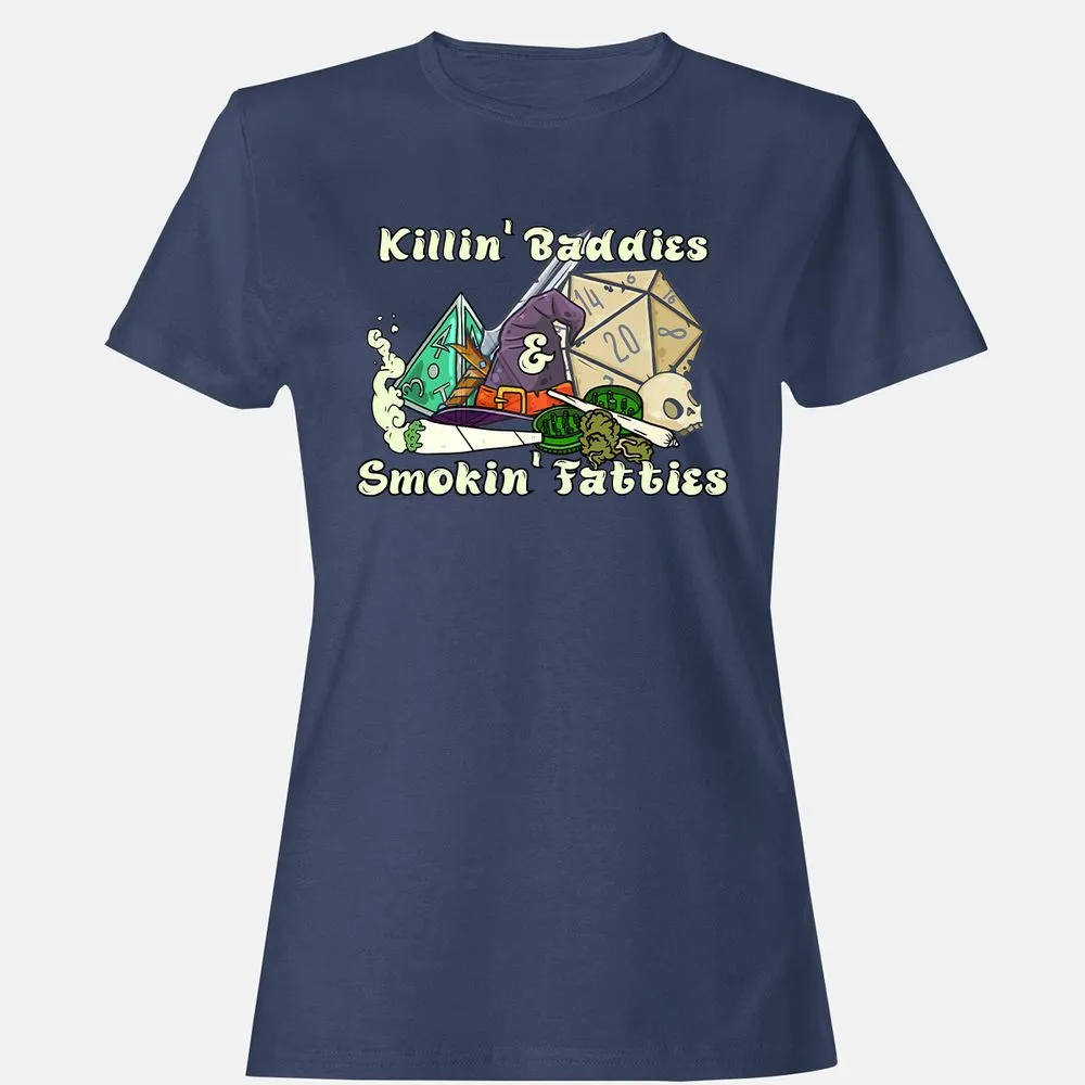Killin' Baddies Smokin' Fatties Women's T-Shirt - Navy - 10