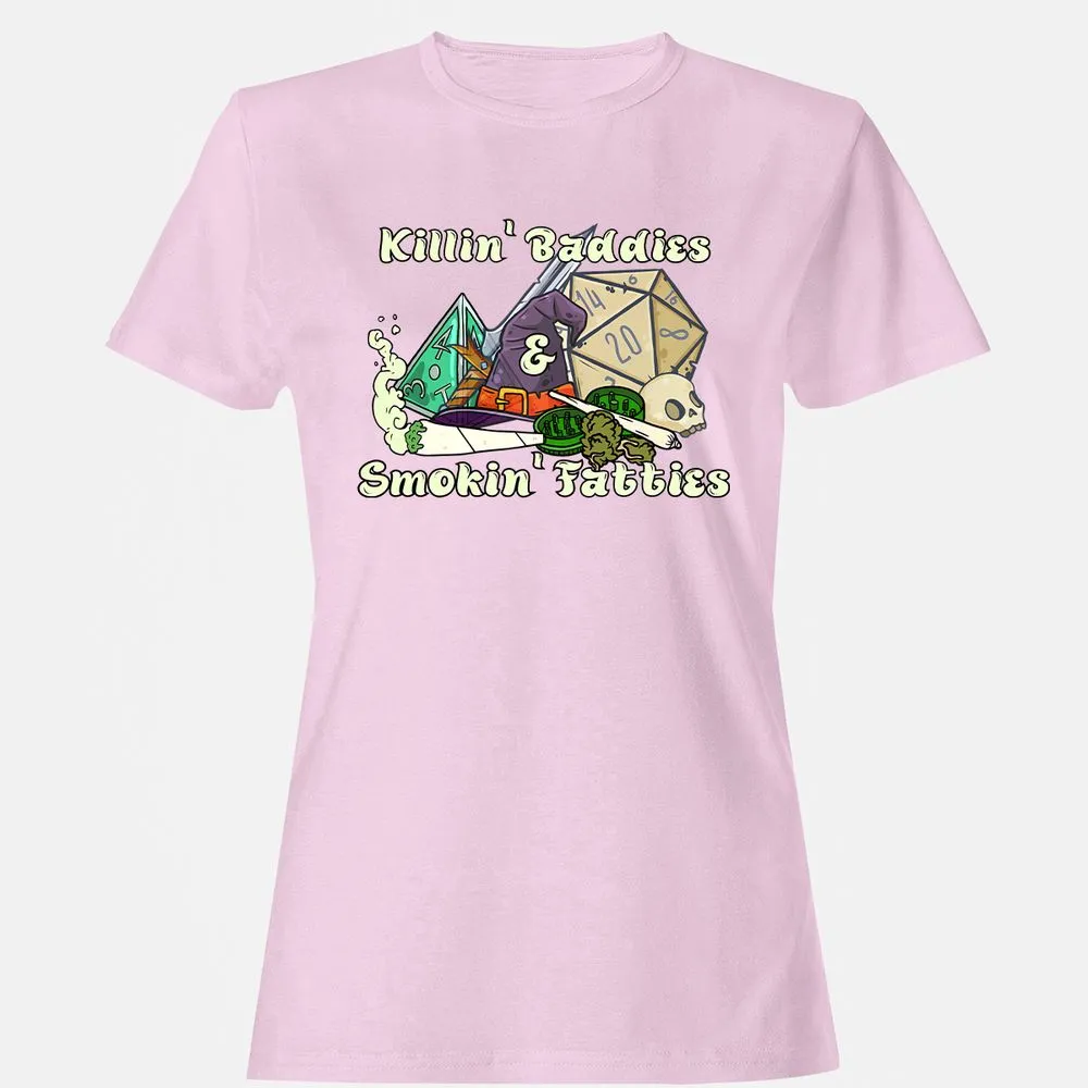 Killin' Baddies Smokin' Fatties Women's T-Shirt - Light Pink - 9