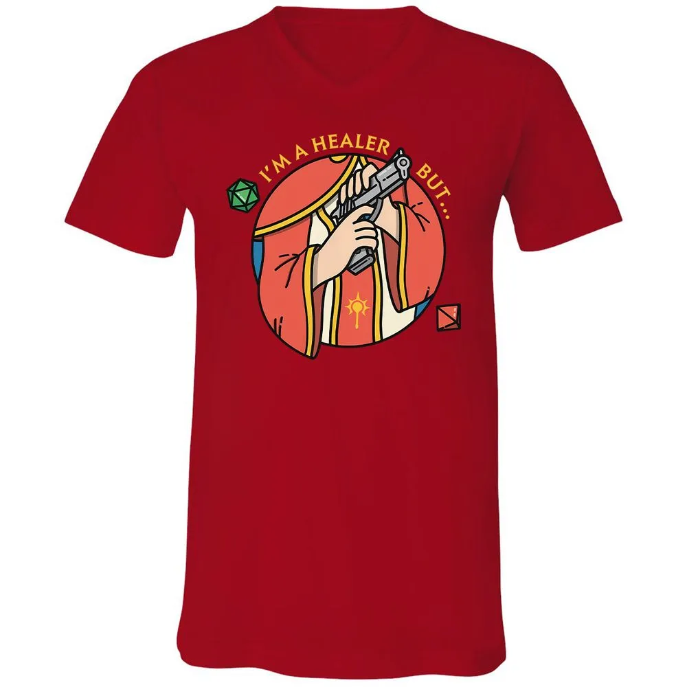 I'm A Healer But Unisex V-Neck T-Shirt - Red - 3