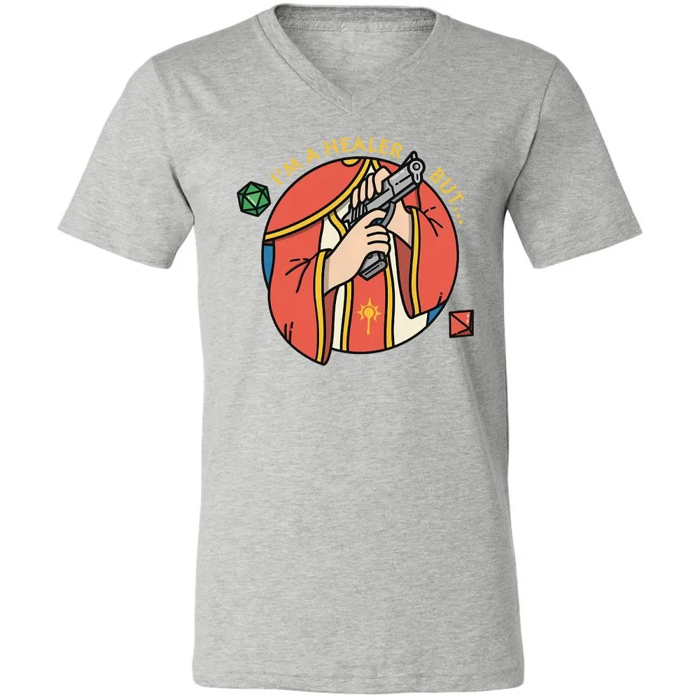 I'm A Healer But Unisex V-Neck T-Shirt - Athletic Heather - 7