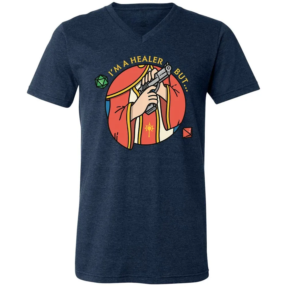 I'm A Healer But Unisex V-Neck T-Shirt - Heather Navy - 15