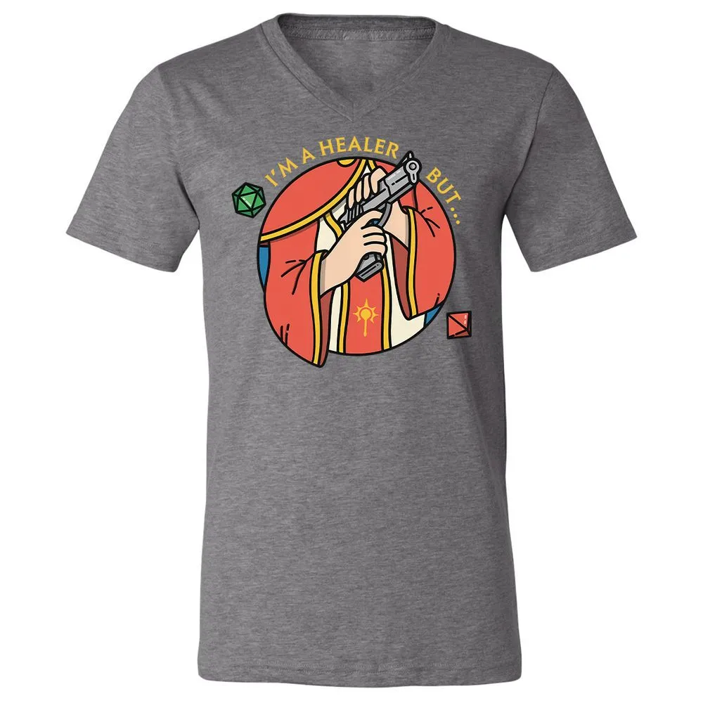 I'm A Healer But Unisex V-Neck T-Shirt - Deep Heather - 13