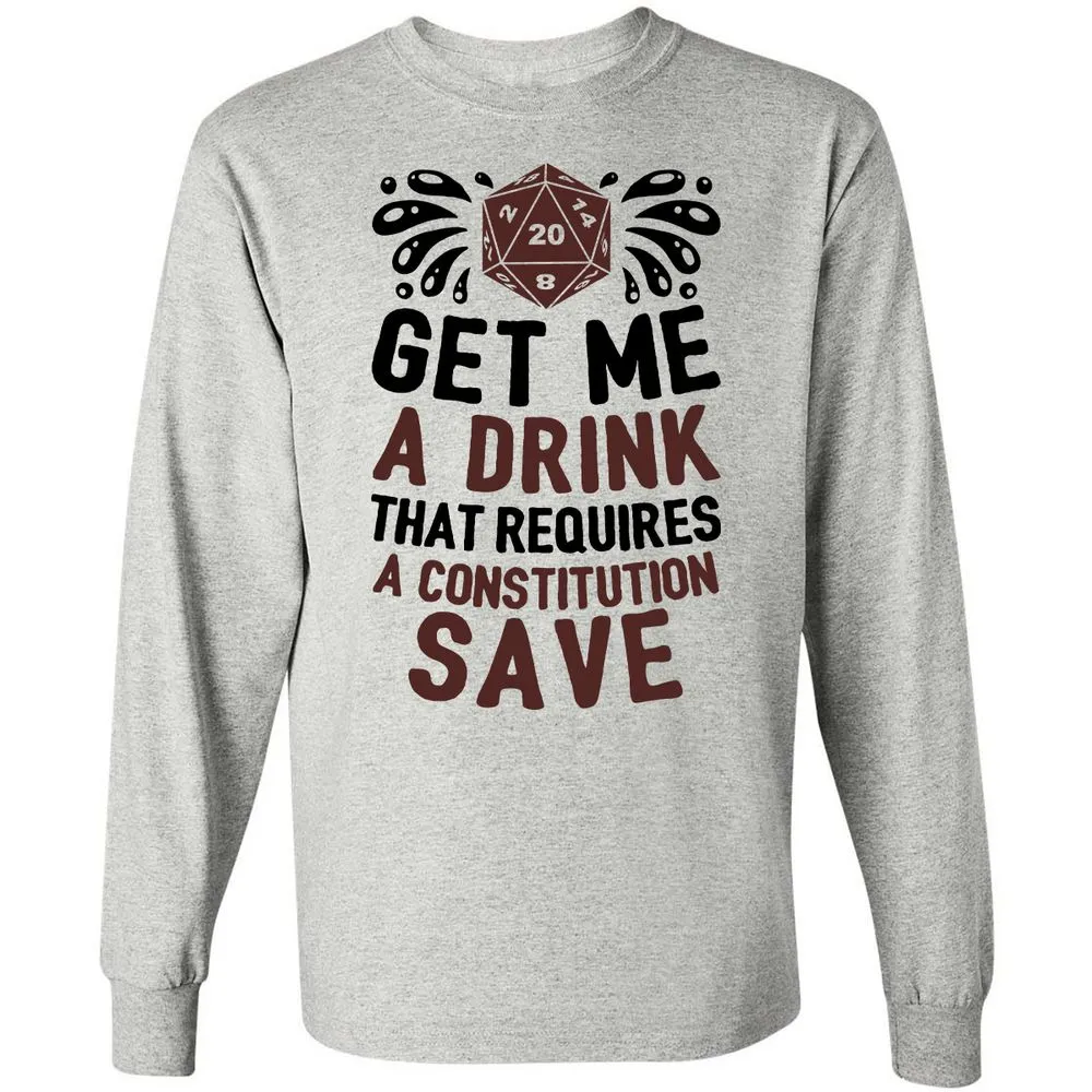 Get Me A Drink Long Sleeve T-Shirt - Ash - 5