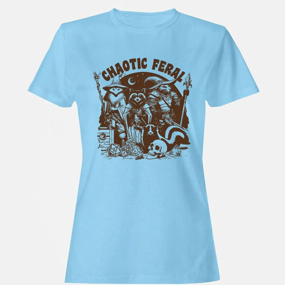 Raccoon Chaotic Feral Women's T-Shirt - Light Blue - 8