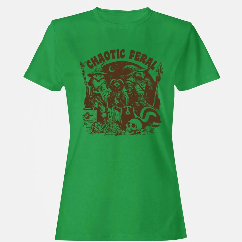 Raccoon Chaotic Feral Women's T-Shirt - Irish Green - 7