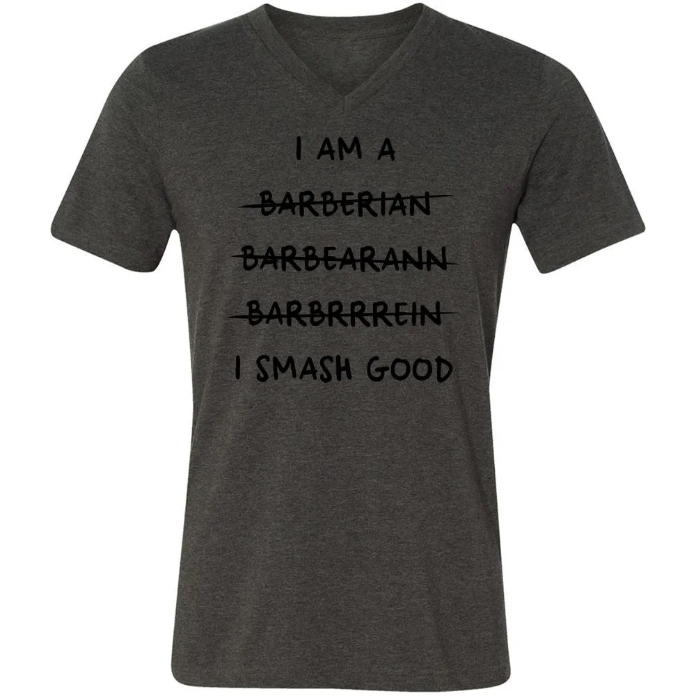 I Am A Barbarian Unisex V-Neck T-Shirt - Dark Grey Heather - 8