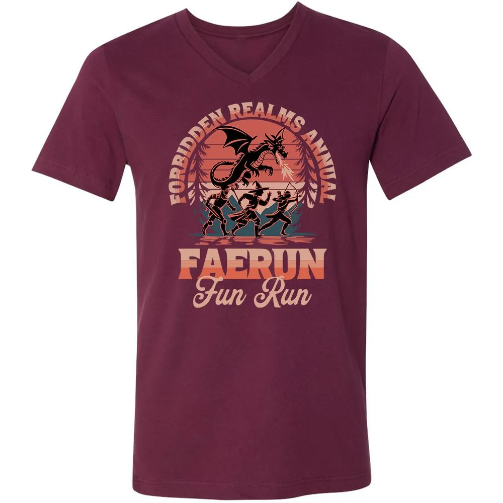 Faerun Fun Run Unisex V-Neck T-Shirt - Maroon - 6