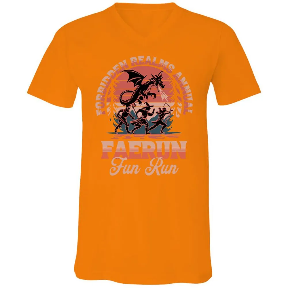 Faerun Fun Run Unisex V-Neck T-Shirt - Orange - 11