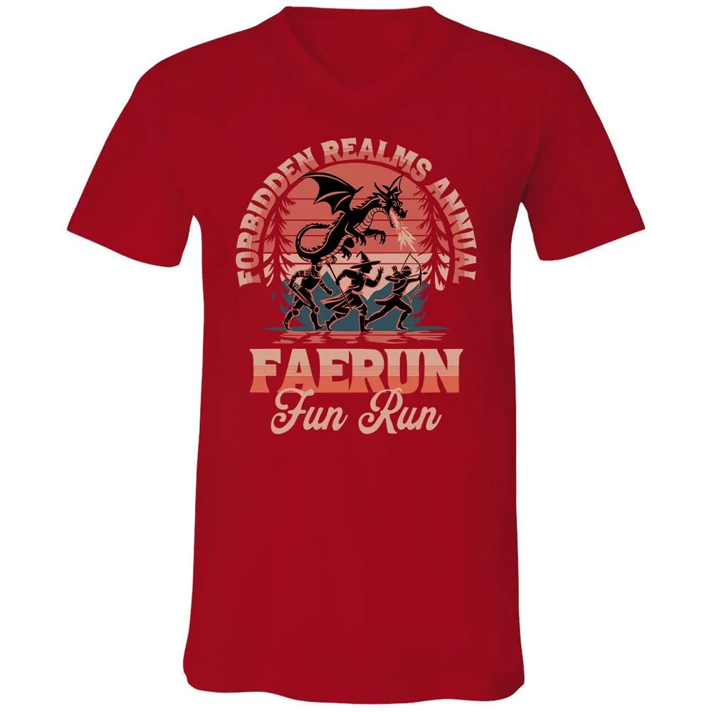 Faerun Fun Run Unisex V-Neck T-Shirt - Red - 3