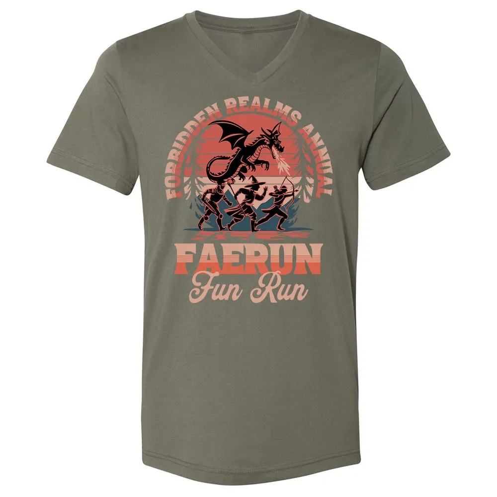 Faerun Fun Run Unisex V-Neck T-Shirt - Military Green - 10
