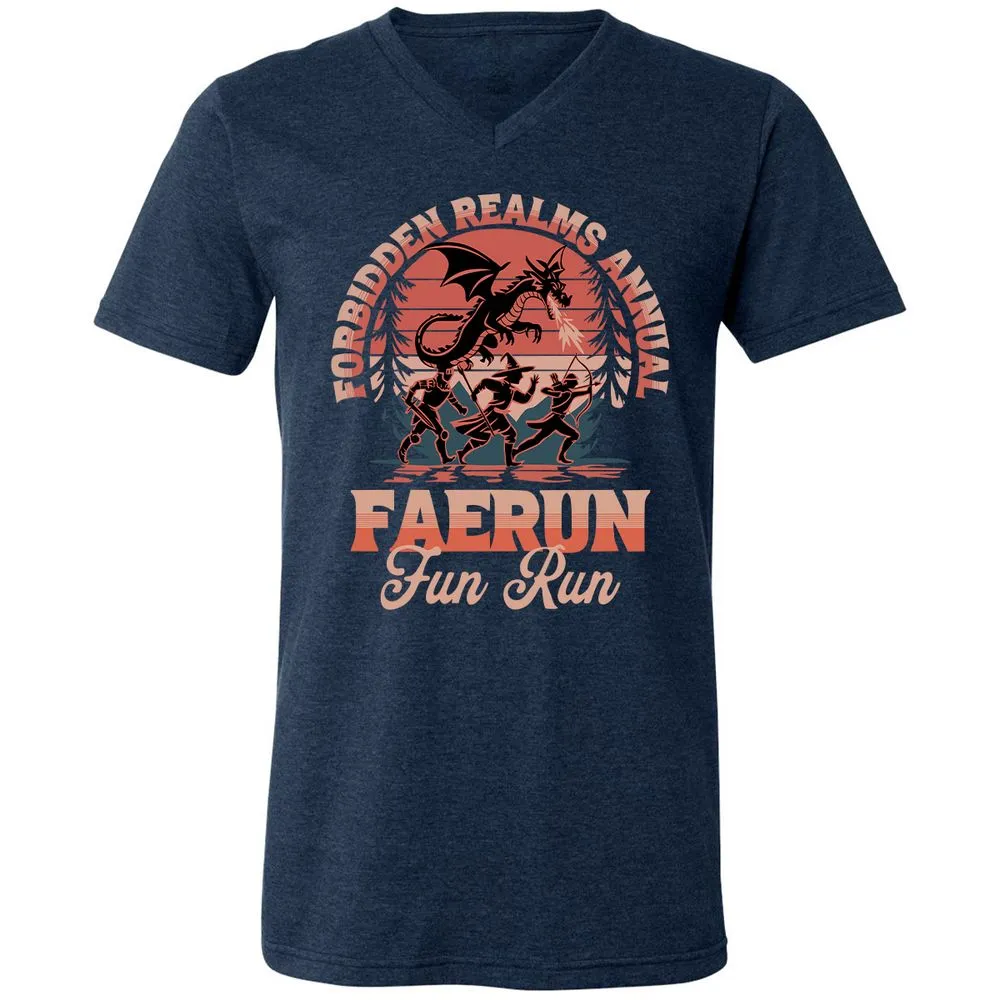 Faerun Fun Run Unisex V-Neck T-Shirt - Heather Navy - 15