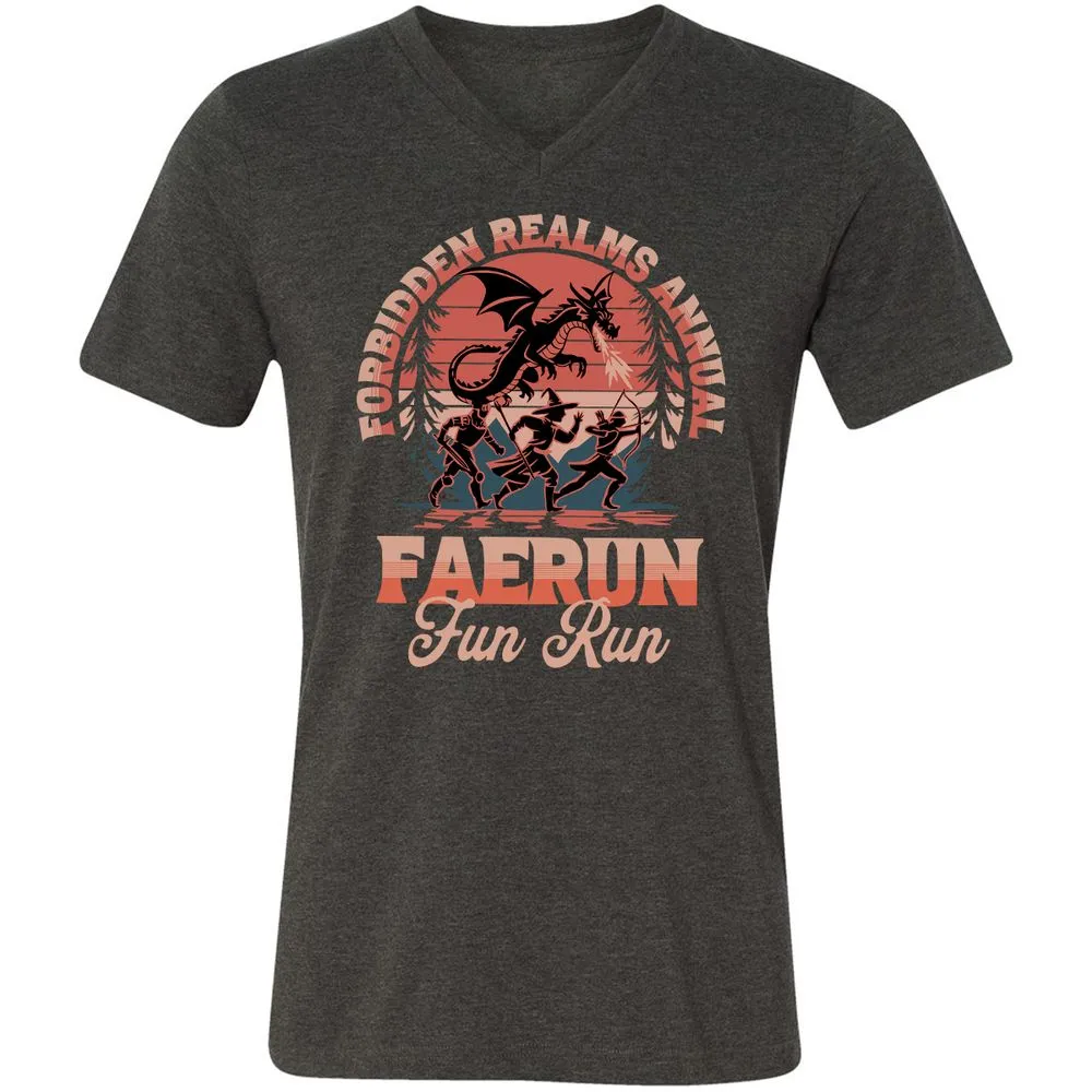 Faerun Fun Run Unisex V-Neck T-Shirt - Dark Grey Heather - 8