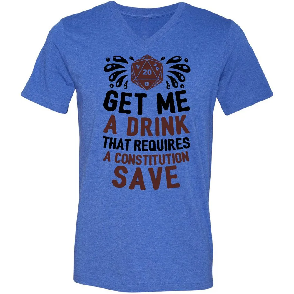 Get Me A Drink Unisex V-Neck T-Shirt - Heather True Royal - 14