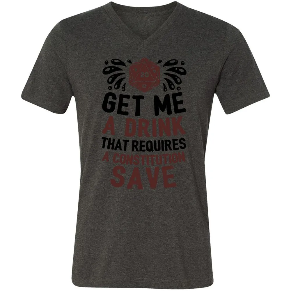 Get Me A Drink Unisex V-Neck T-Shirt - Dark Grey Heather - 8