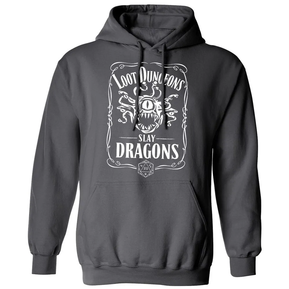 Loot Dungeon Slay Dragons Classic Unisex Hoodie - Charcoal - 7
