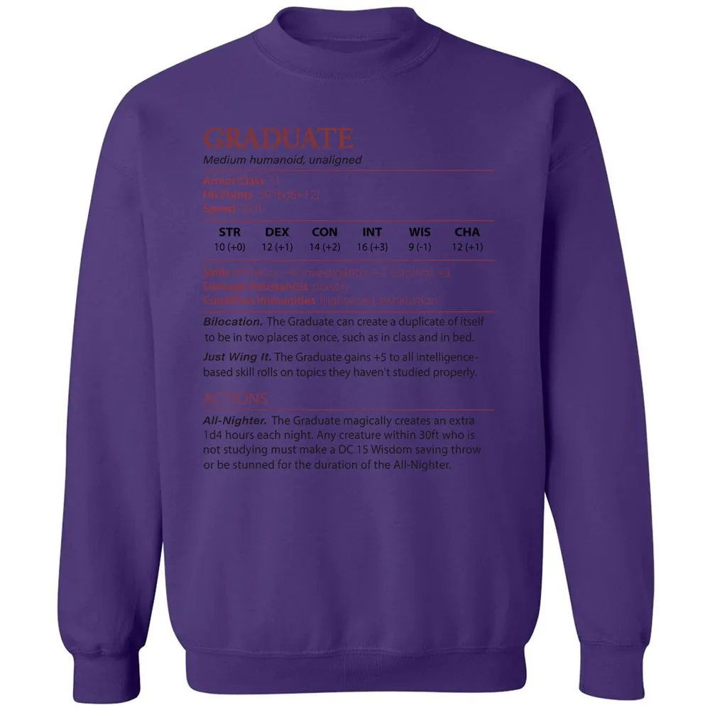 Graduate Stats Classic Unisex Sweatshirt - Purple - 6