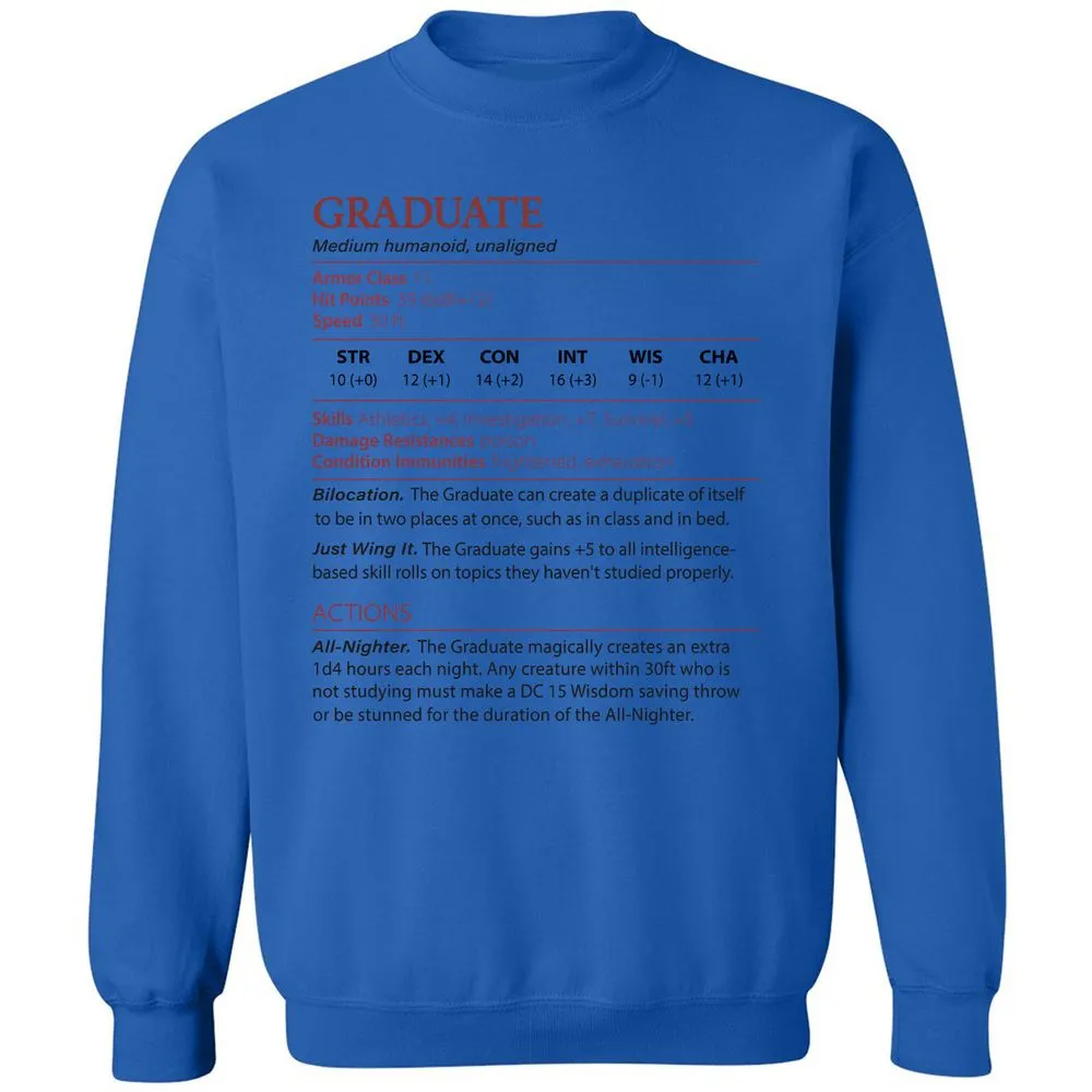 Graduate Stats Classic Unisex Sweatshirt - Royal - 9