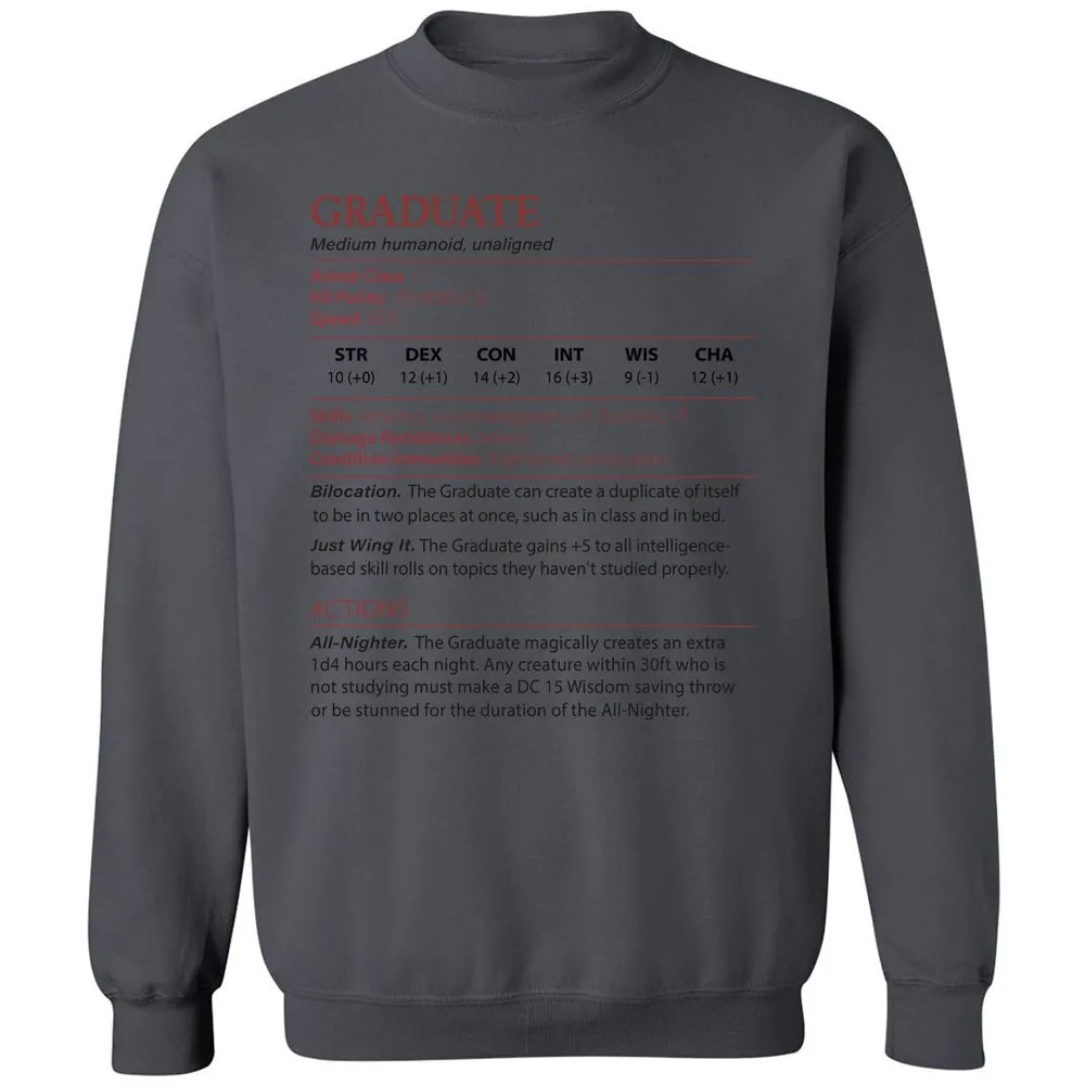 Graduate Stats Classic Unisex Sweatshirt - Charcoal - 7