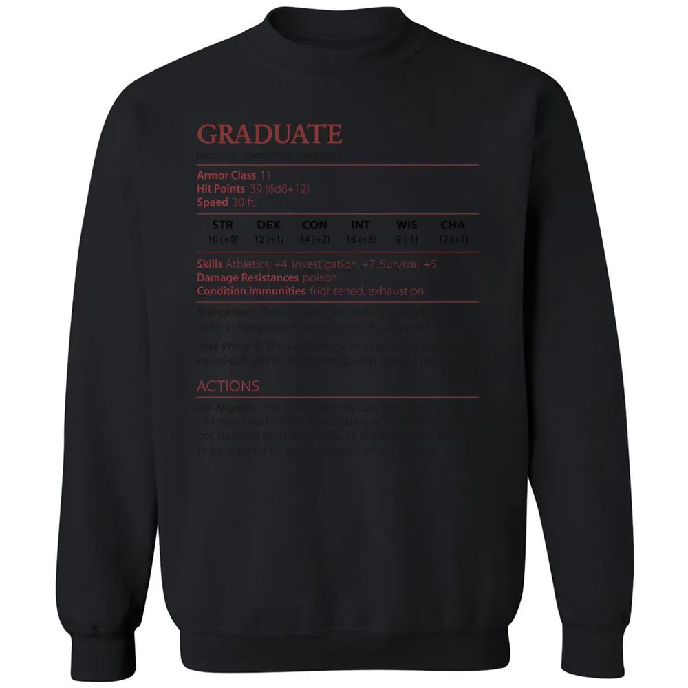 Graduate Stats Classic Unisex Sweatshirt - Black - 12