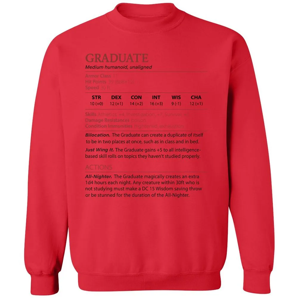 Graduate Stats Classic Unisex Sweatshirt - Red - 5