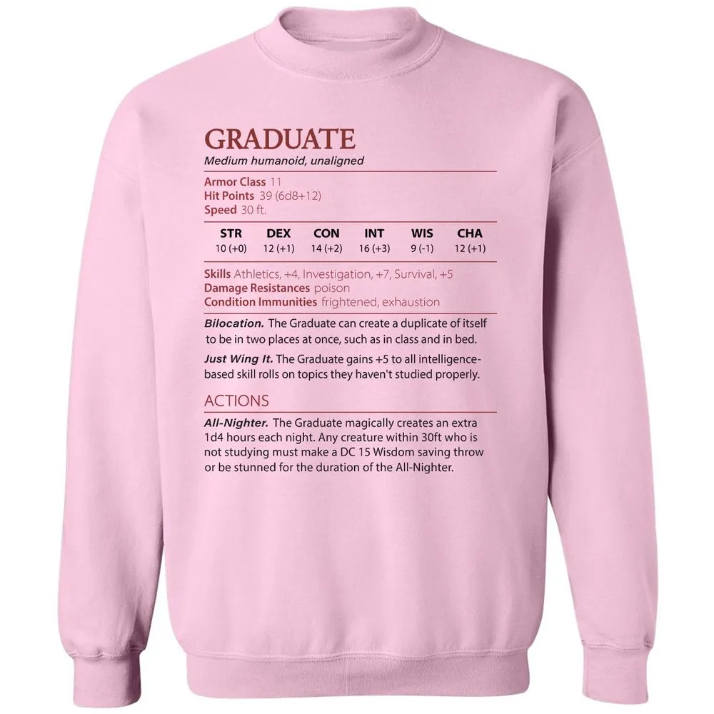 Graduate Stats Classic Unisex Sweatshirt - Light Pink - 3