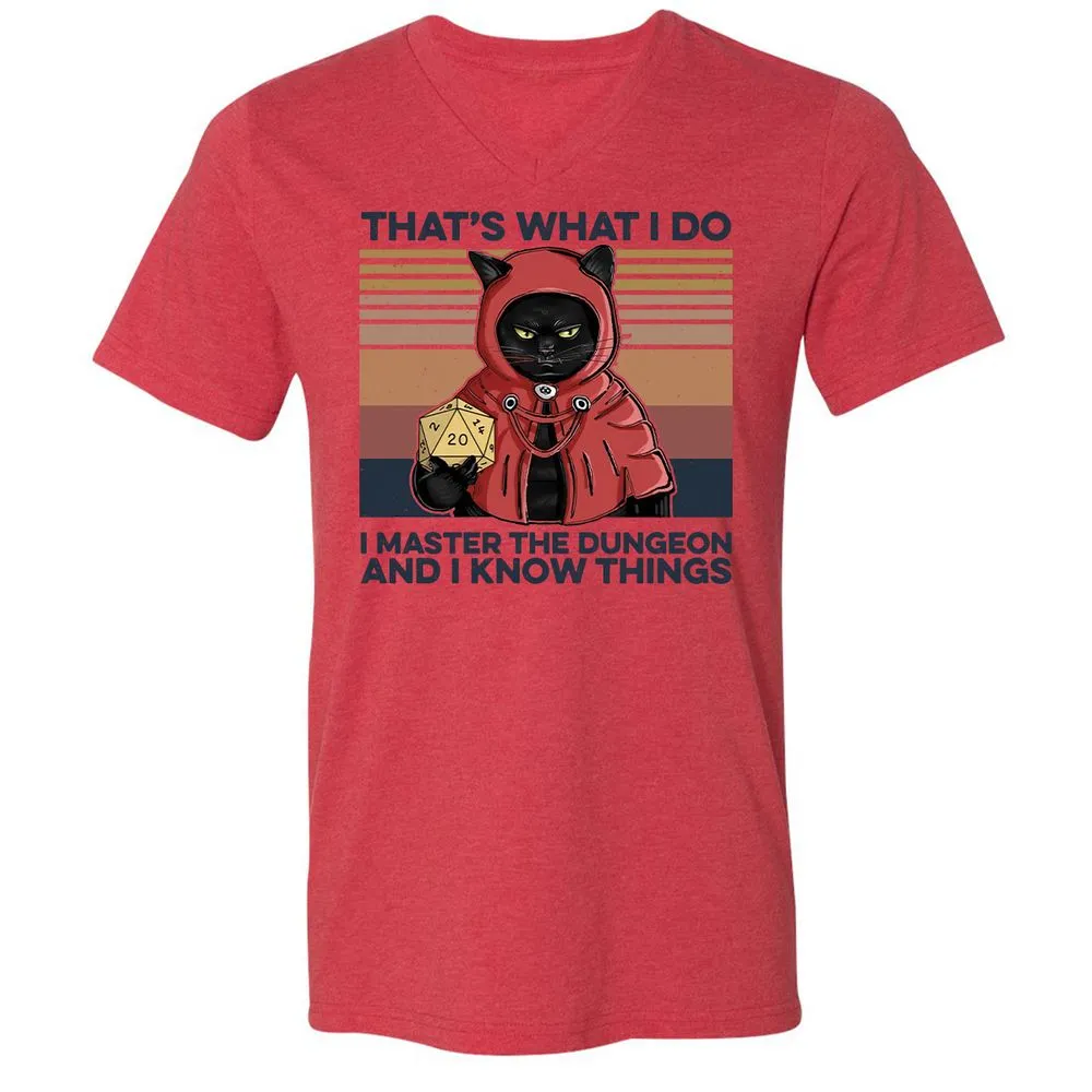 I Master The Dungeons Unisex V-Neck T-Shirt - Heather Red - 5