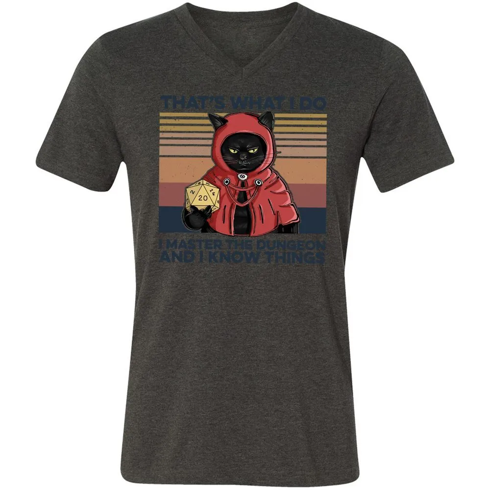 I Master The Dungeons Unisex V-Neck T-Shirt - Dark Grey Heather - 8
