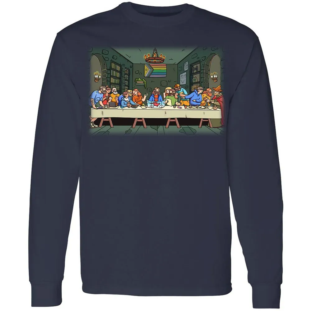 DnD Characters Pride Themed The Last Supper Shirt Long Sleeve T-Shirt - Navy - 2