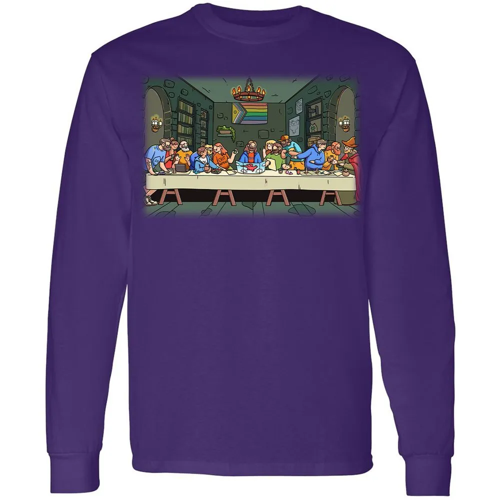 DnD Characters Pride Themed The Last Supper Shirt Long Sleeve T-Shirt - Purple - 13
