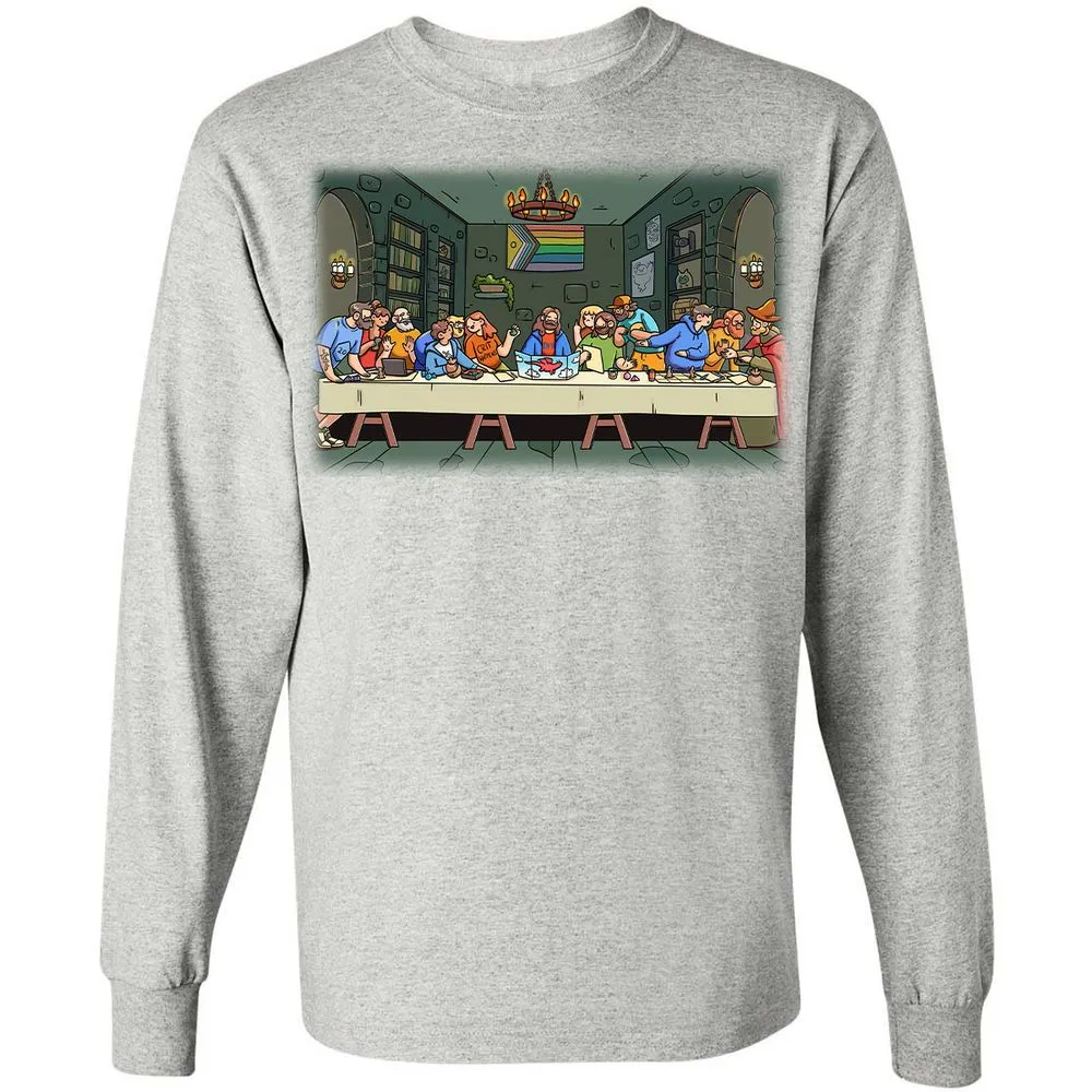 DnD Characters Pride Themed The Last Supper Shirt Long Sleeve T-Shirt - Ash - 7