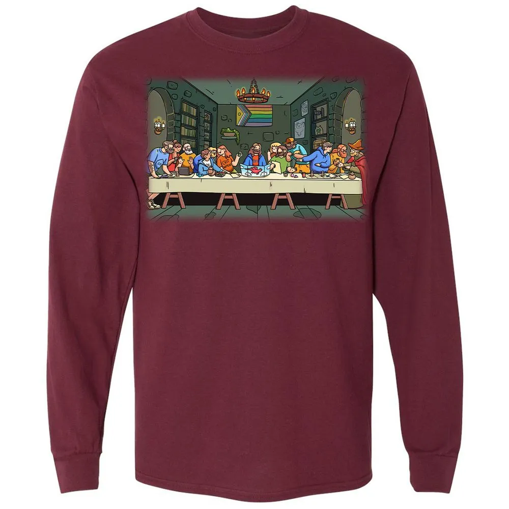 DnD Characters Pride Themed The Last Supper Shirt Long Sleeve T-Shirt - Maroon - 11