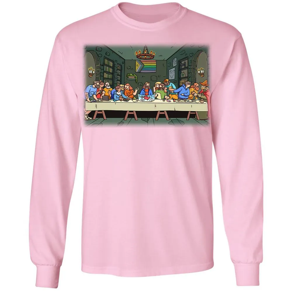 DnD Characters Pride Themed The Last Supper Shirt Long Sleeve T-Shirt - Light Pink - 3