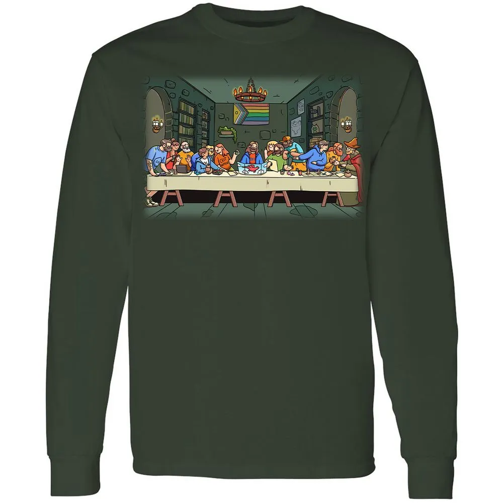 DnD Characters Pride Themed The Last Supper Shirt Long Sleeve T-Shirt - Forest Green - 4