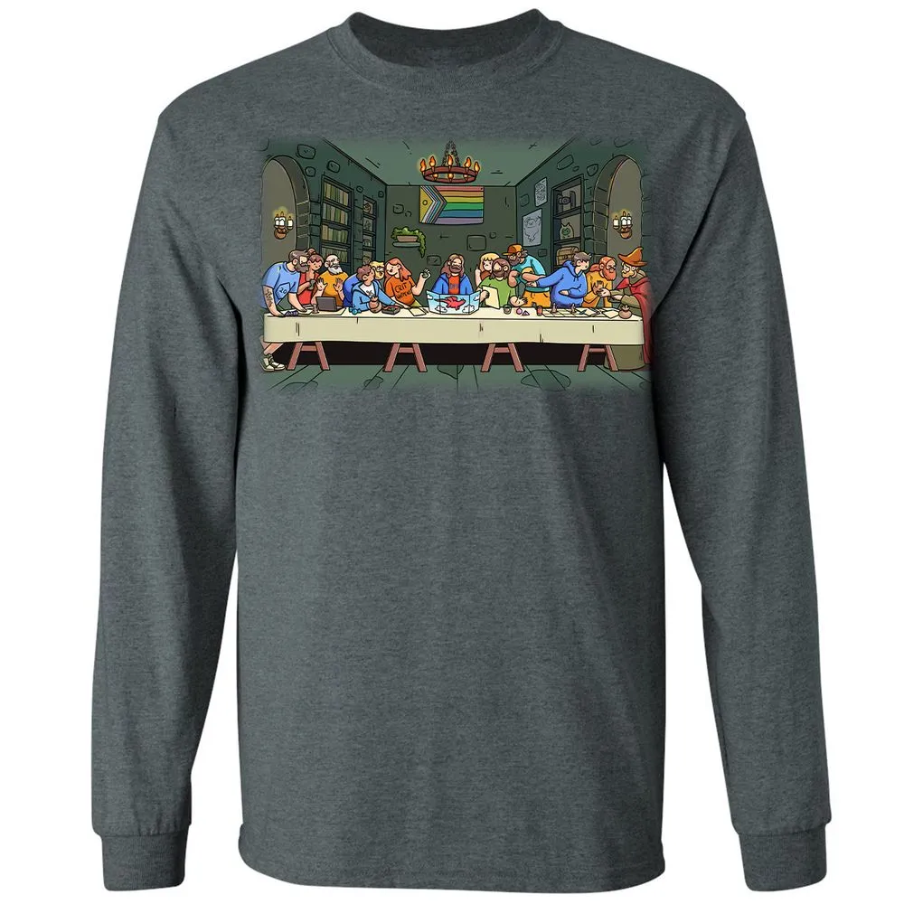 DnD Characters Pride Themed The Last Supper Shirt Long Sleeve T-Shirt - Dark Heather - 15