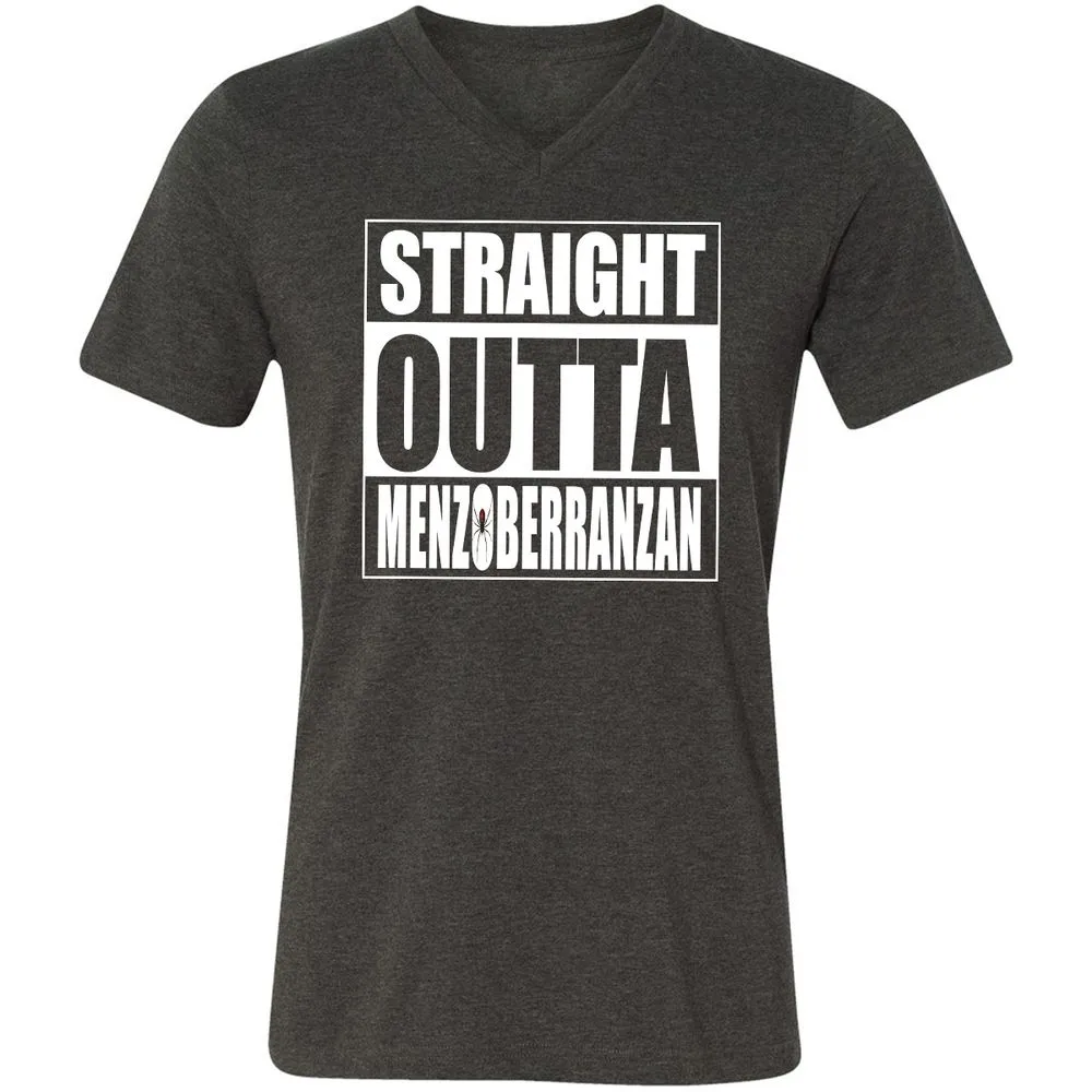 Straight Outta Menzoberranzan Unisex V-Neck T-Shirt - Dark Grey Heather - 8