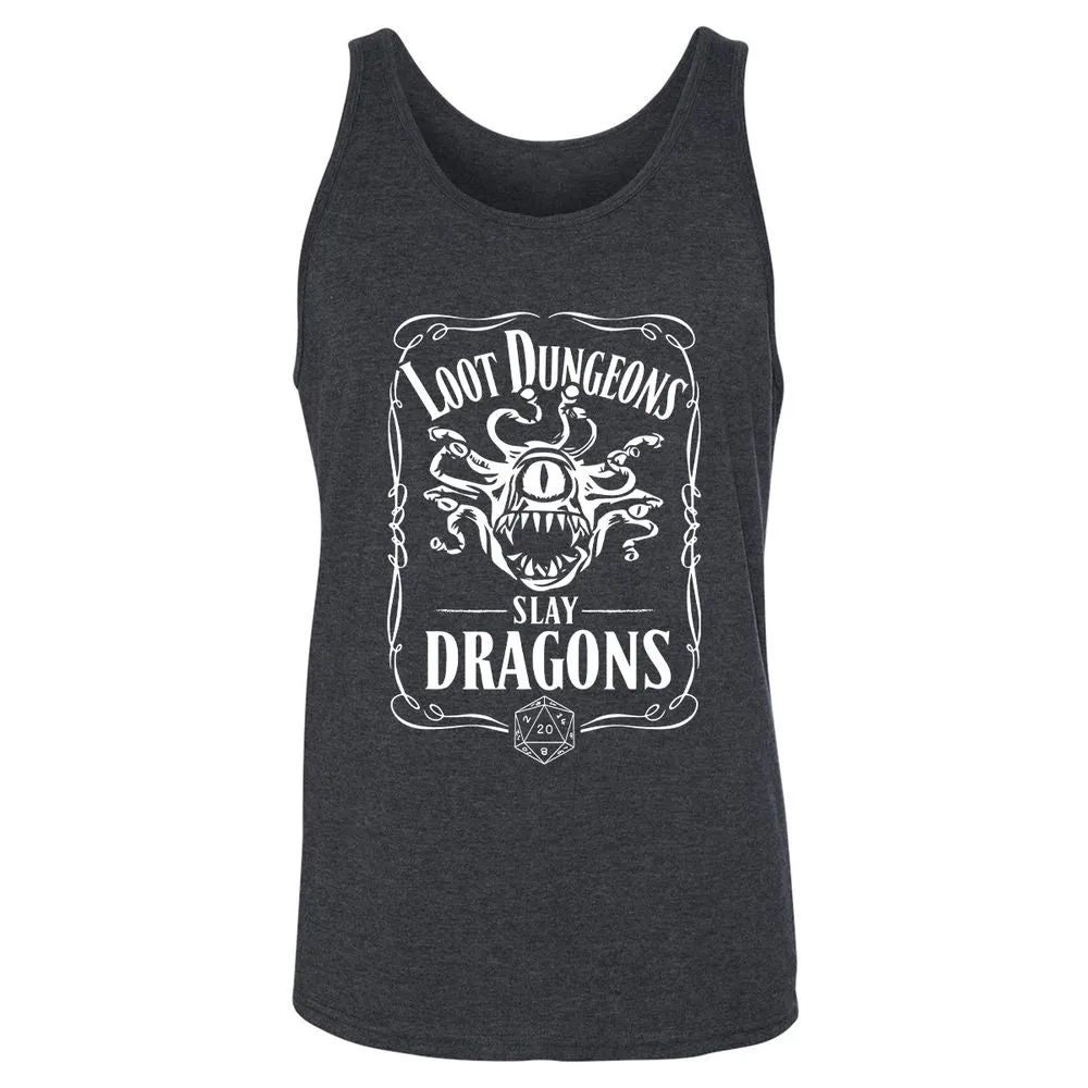 Loot Dungeon Slay Dragons Unisex Jersey Tank - Dark Grey Heather - 6