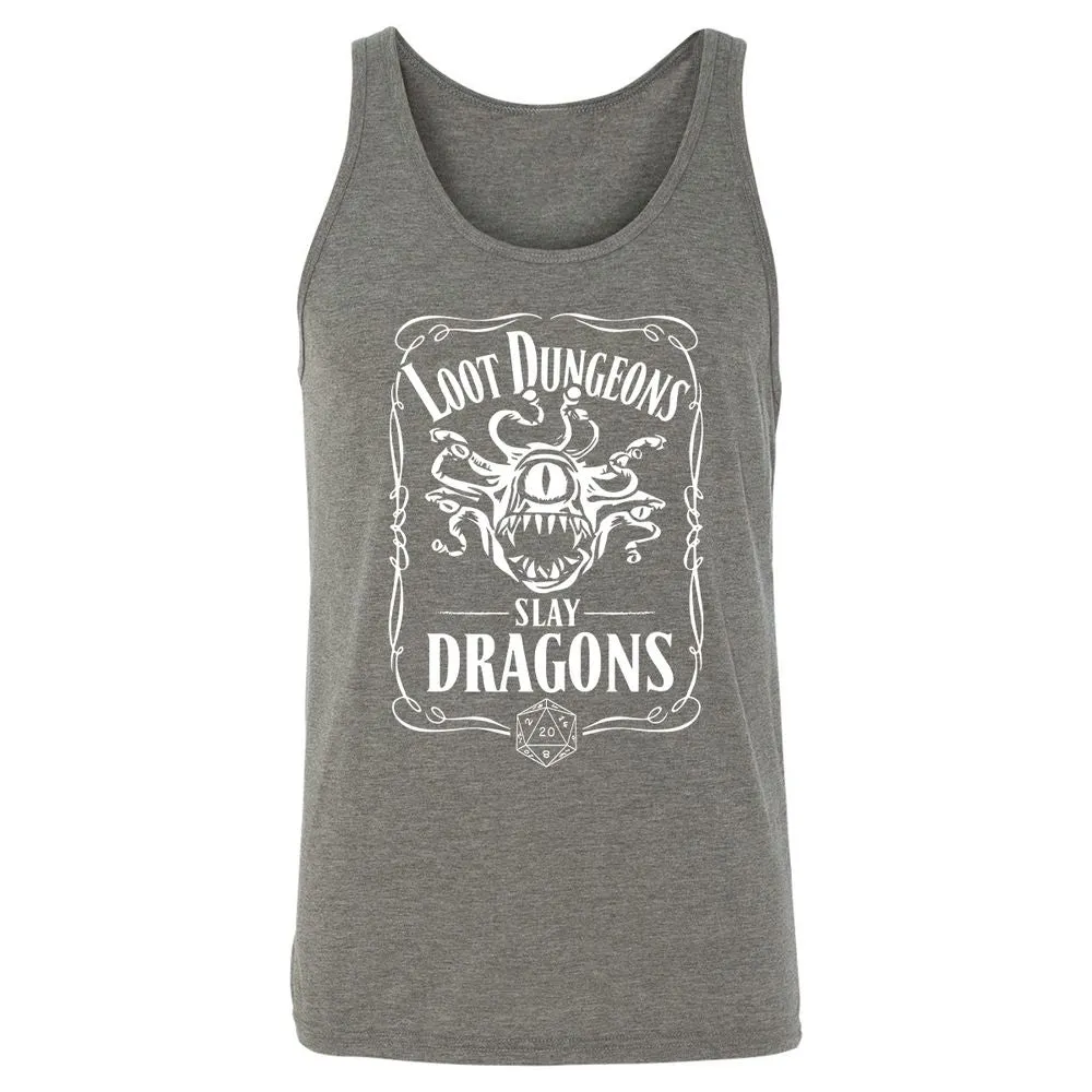 Loot Dungeon Slay Dragons Unisex Jersey Tank - Grey Triblend - 8