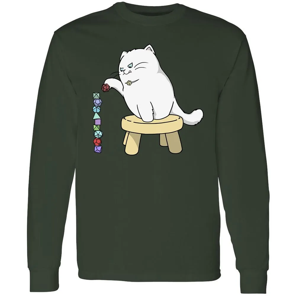 Cat Stacking Dice Long Sleeve T-Shirt - Forest Green - 4