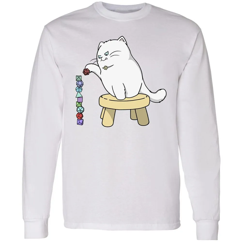 Cat Stacking Dice Long Sleeve T-Shirt - White - 5