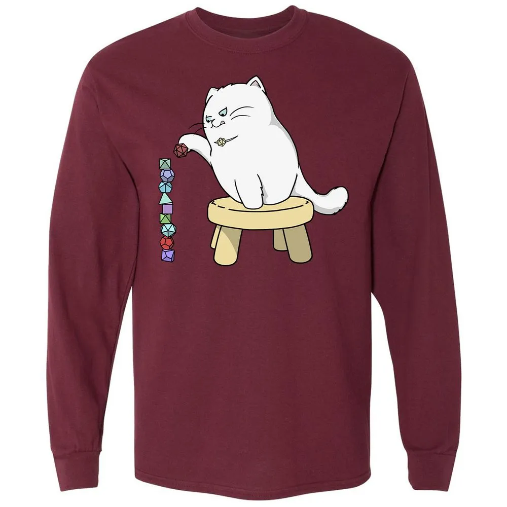 Cat Stacking Dice Long Sleeve T-Shirt - Maroon - 11