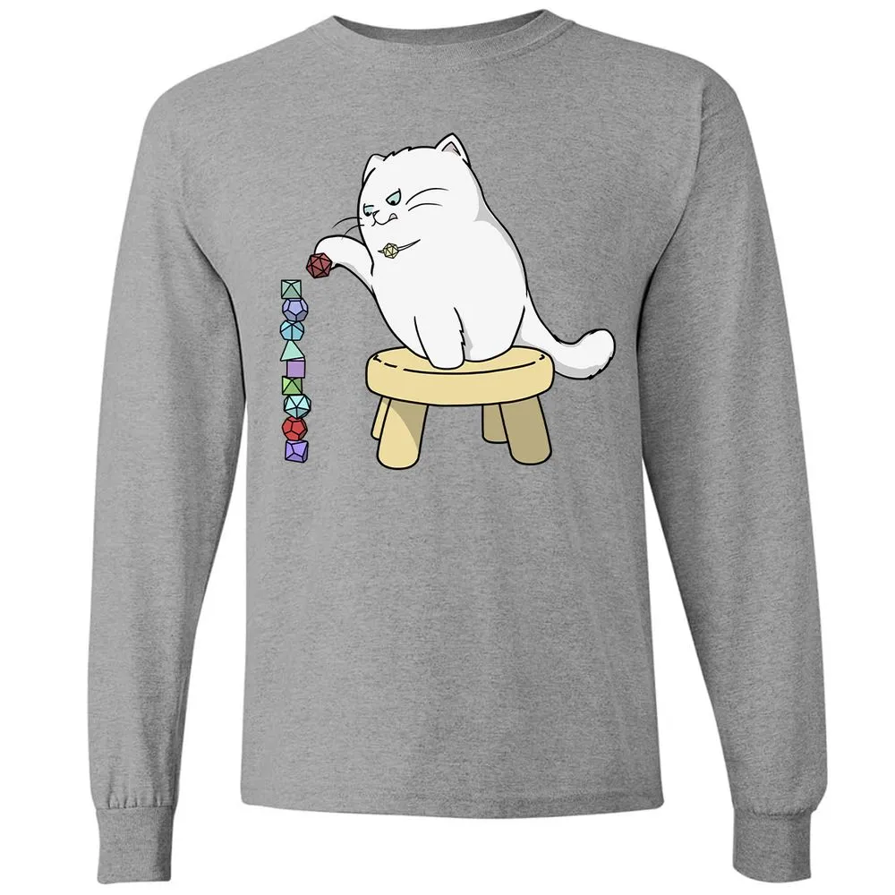 Cat Stacking Dice Long Sleeve T-Shirt - Graphite Heather - 6