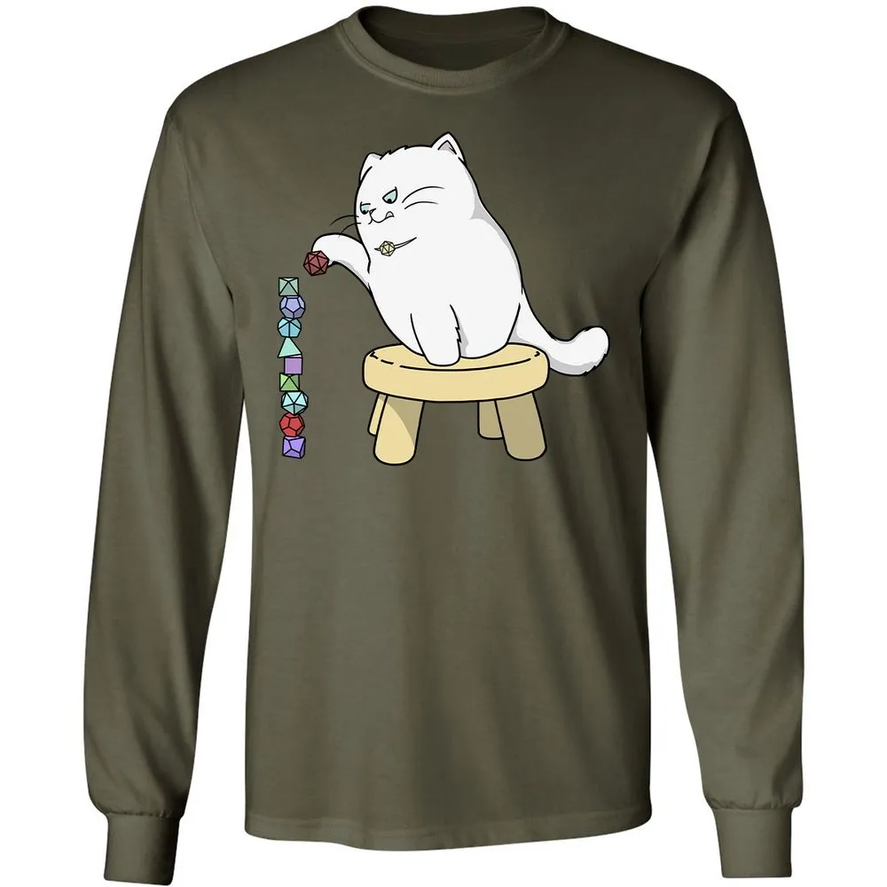 Cat Stacking Dice Long Sleeve T-Shirt - Military Green - 16
