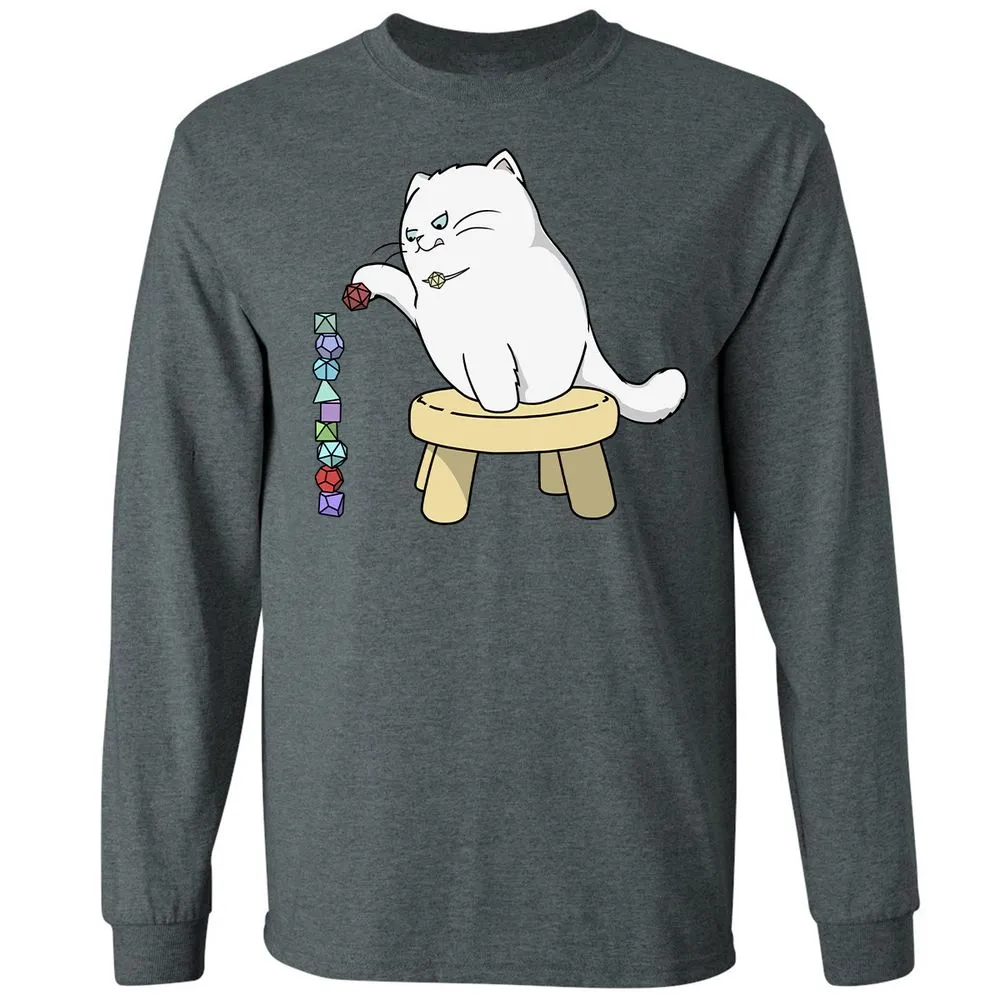 Cat Stacking Dice Long Sleeve T-Shirt - Dark Heather - 15