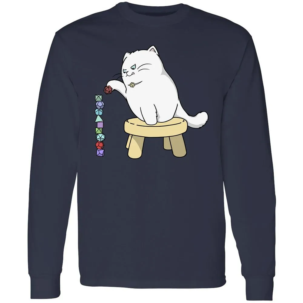 Cat Stacking Dice Long Sleeve T-Shirt - Navy - 2