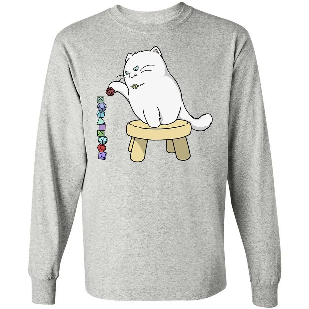 Cat Stacking Dice Long Sleeve T-Shirt - Ash - 7