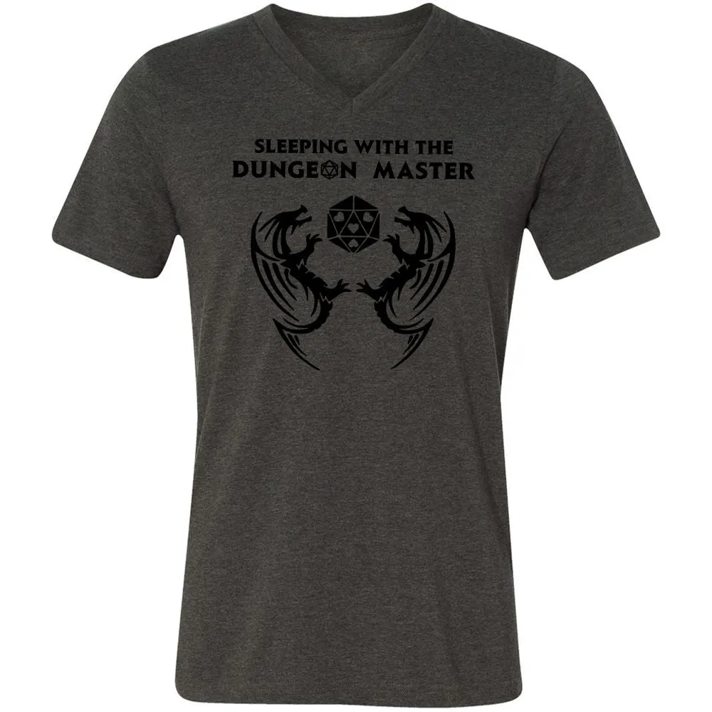 Sleeping With The DM Unisex V-Neck T-Shirt - Dark Grey Heather - 8