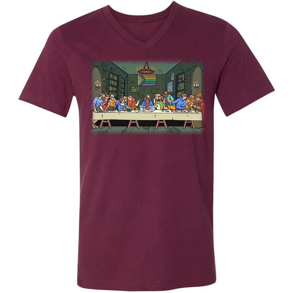 DnD Characters Pride Themed The Last Supper Shirt Unisex V-Neck T-Shirt - Maroon - 6