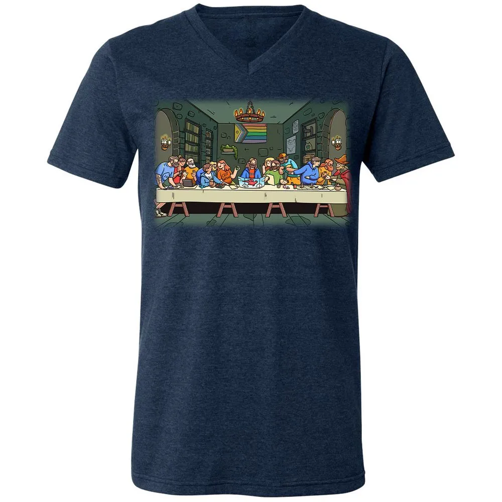 DnD Characters Pride Themed The Last Supper Shirt Unisex V-Neck T-Shirt - Heather Navy - 15