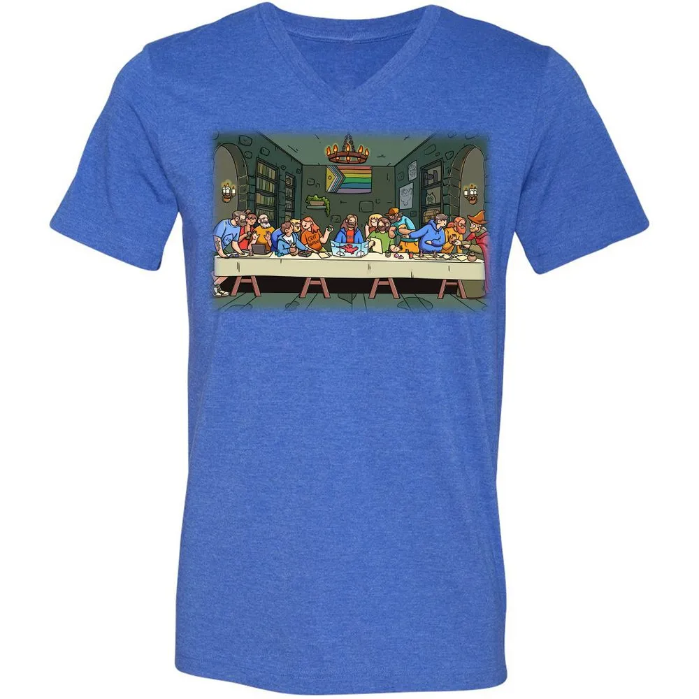DnD Characters Pride Themed The Last Supper Shirt Unisex V-Neck T-Shirt - Heather True Royal - 14