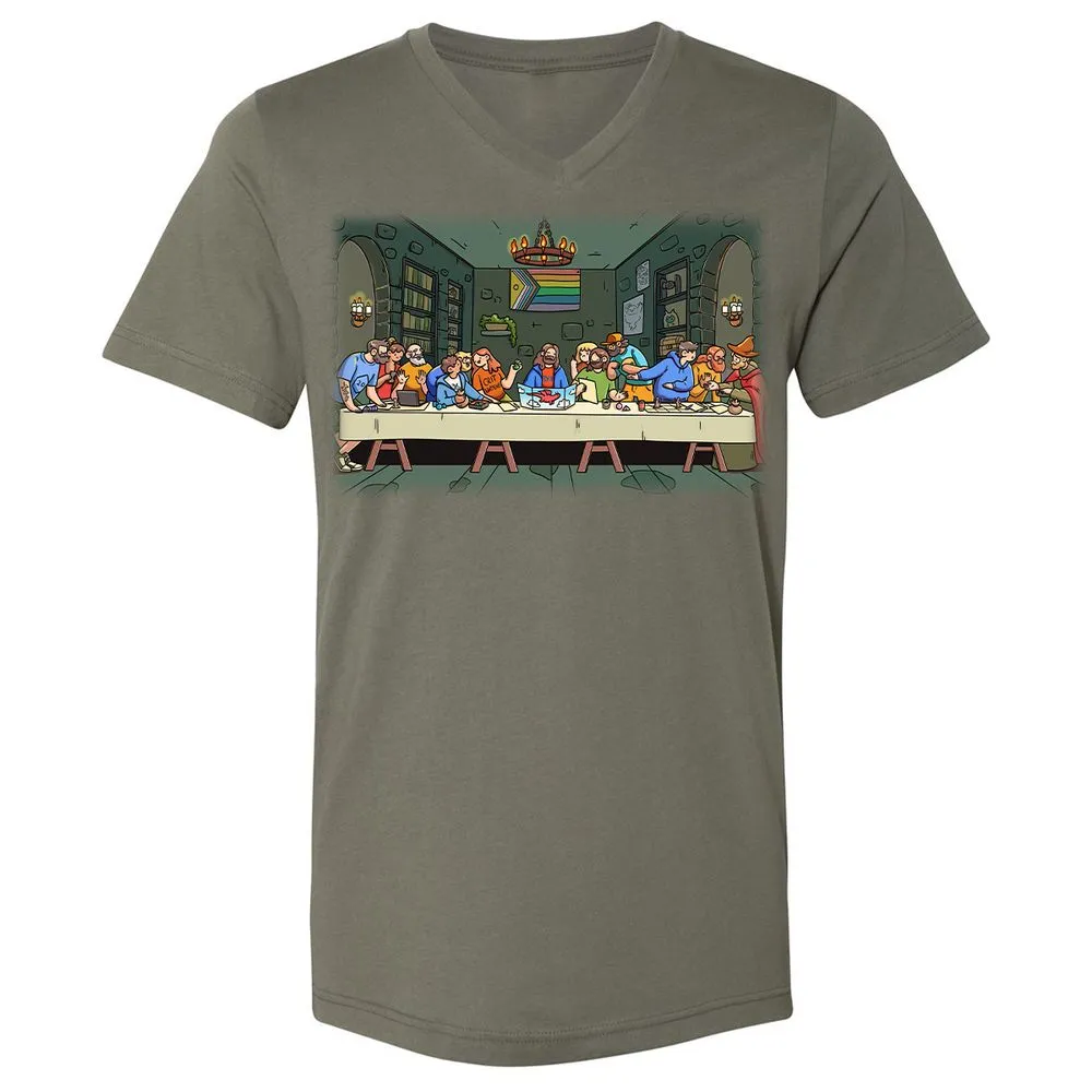 DnD Characters Pride Themed The Last Supper Shirt Unisex V-Neck T-Shirt - Military Green - 10